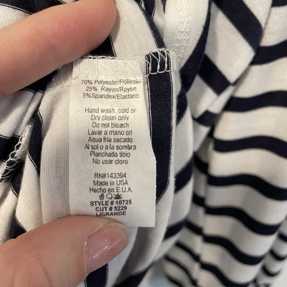 Cotton Bleu Womens Large Black And White Striped Top Made In The USA - Picture 4 of 4